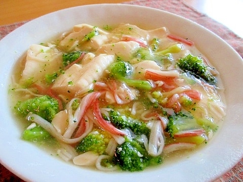 カニかまとブロッコリーのとろとろ豆腐あんかけ♪